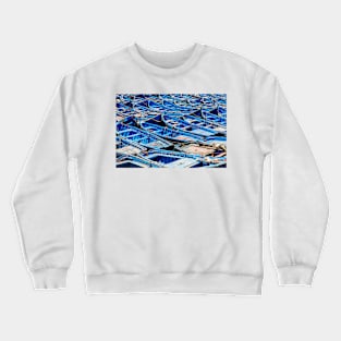 Blue fishing boats harbour Crewneck Sweatshirt